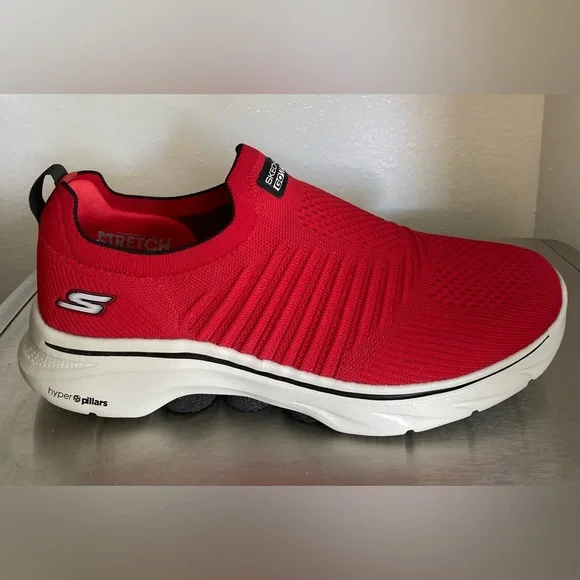 NWT-SKECHERS..MENS RED GO WALK HYPER PILLAR SNEAKERS - Picture 6 of 16